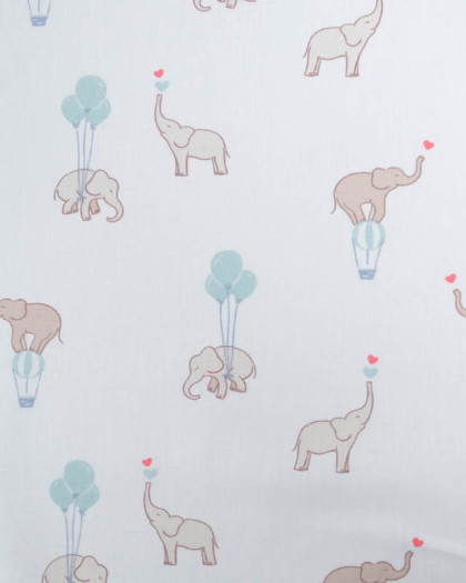 Tissu Coton Imprimé Ecru Motif Petit Elephant - Mercerine
