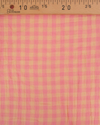 Double Gaze à Carreaux Pêche et Corail - Mercerine
