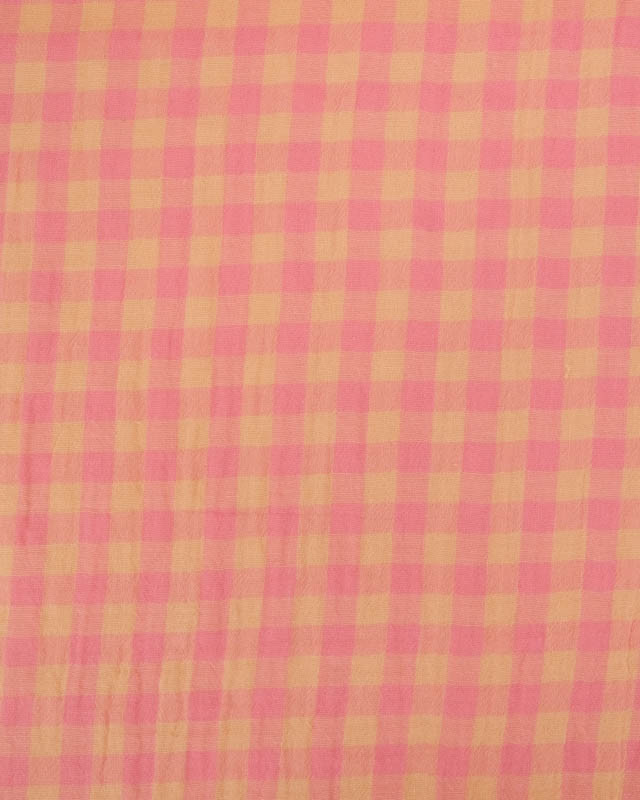 Double Gaze à Carreaux Pêche et Corail - Mercerine