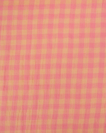 Double Gaze à Carreaux Pêche et Corail - Mercerine