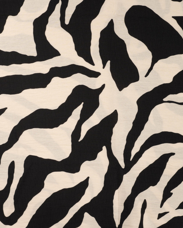 Viscose Mélangée Texturée Motif Abstrait Noir - Mercerine