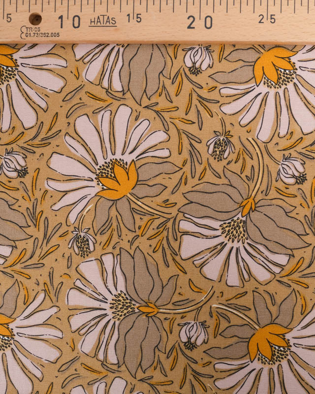 Tissu Demi Natte Camel Motif Fleuri Rose Doux - Mercerine