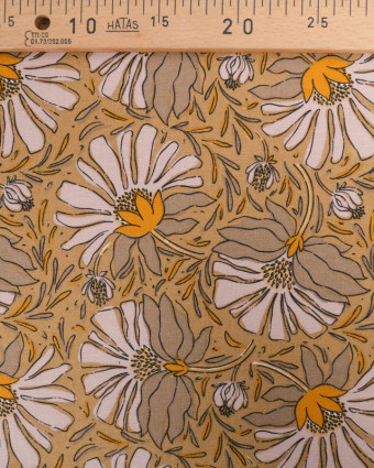 Tissu Demi Natte Camel Motif Fleuri Rose Doux - Mercerine