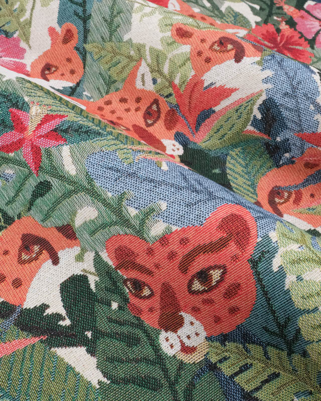 Tissu Jacquard Ameublement Panthere Jungle - Mercerine