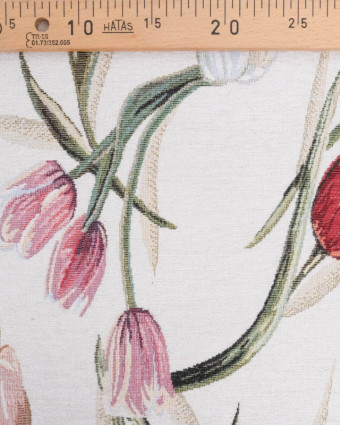 Tissu Jacquard Ameublement Ecru Motif Tulipe - Mercerine