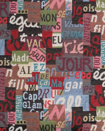 Tissu Jacquard Ameublement Ecriture Multicolore - Mercerine