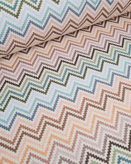 Tissu Jacquard Ameublement Chevron Multicolore Lurex - Mercerine