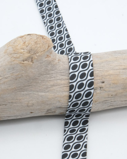Biais motif rond noir et blanc - Mercerine