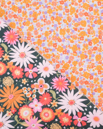Tissu Matelassé Double Face Fleuri Multicolore - Mercerine