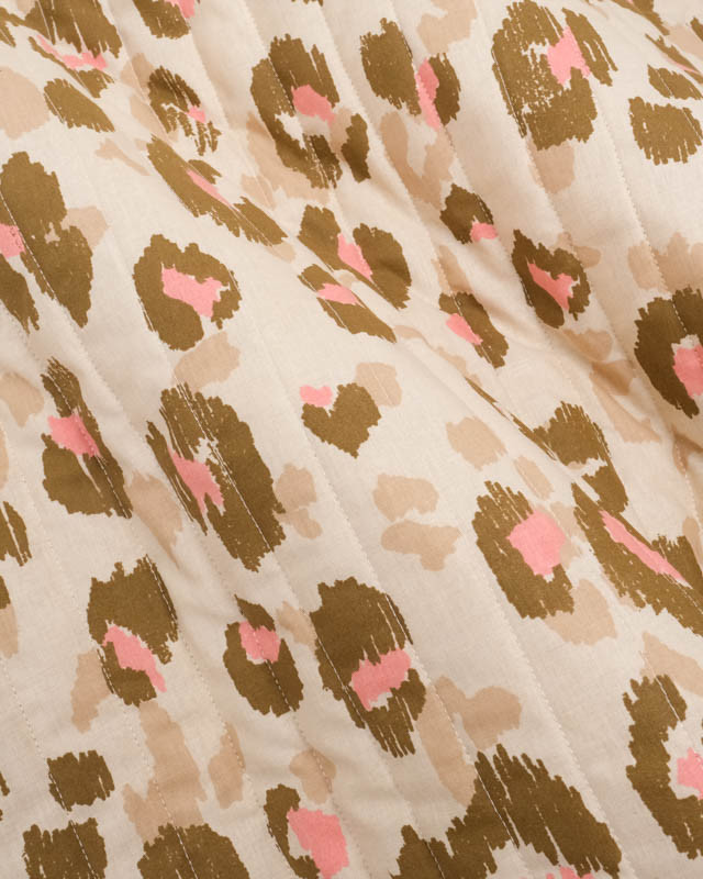 Tissu Matelassé Double Face Léopard Beige Kaki Rose - Mercerine