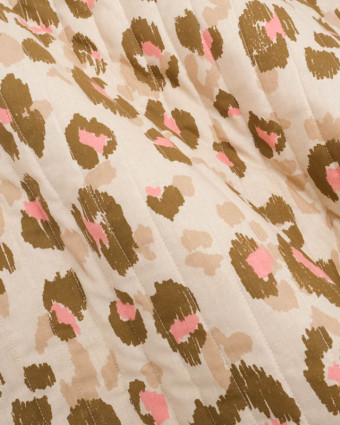 Tissu Matelassé Double Face Léopard Beige Kaki Rose - Mercerine