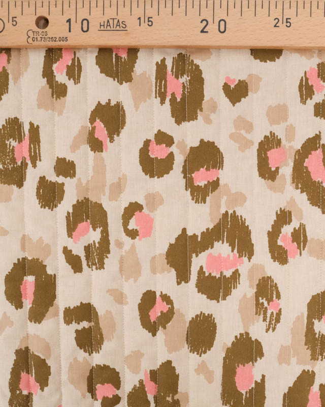 Tissu Matelassé Double Face Léopard Beige Kaki Rose - Mercerine