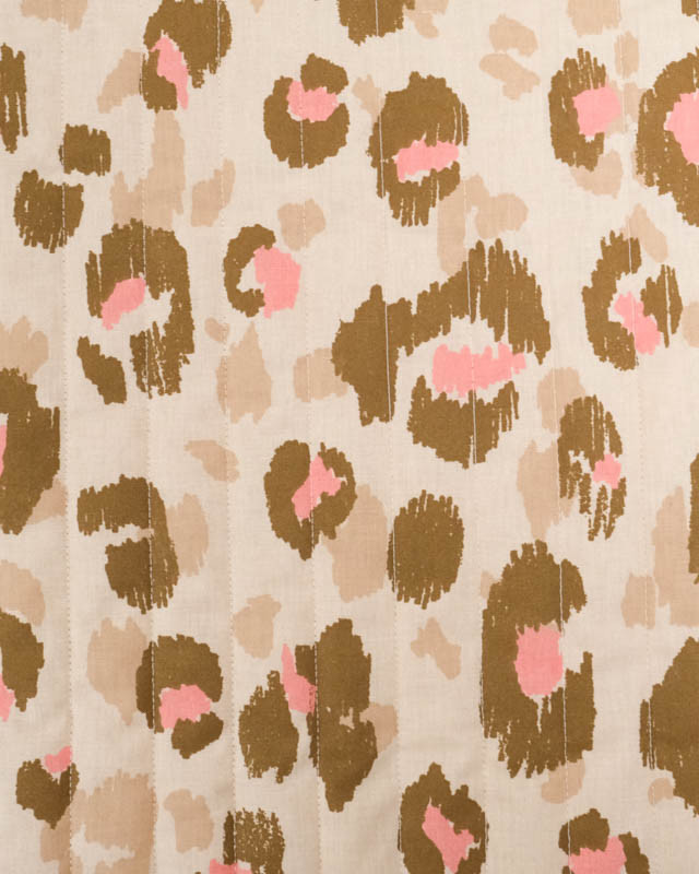 Tissu Matelassé Double Face Léopard Beige Kaki Rose - Mercerine