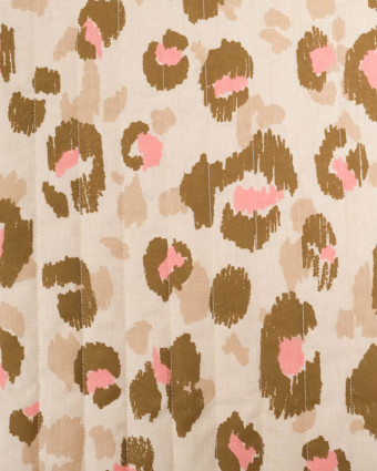 Tissu Matelassé Double Face Léopard Beige Kaki Rose - Mercerine
