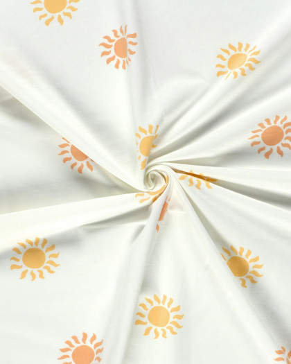 Jersey De Coton Ecru Motif Soleil - Mercerine