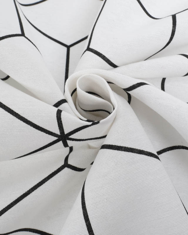 Tissu Ottoman Blanc Motif Géométrique Noir - Mercerine
