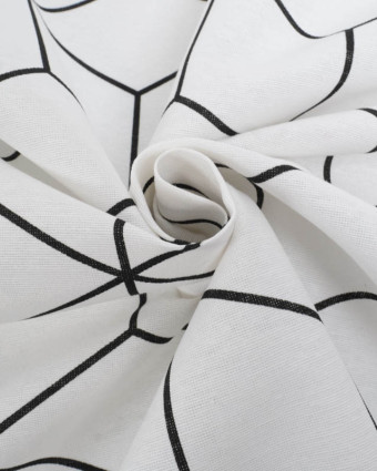 Tissu Ottoman Blanc Motif Géométrique Noir - Mercerine