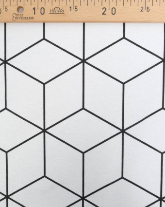 Tissu Ottoman Blanc Motif Géométrique Noir - Mercerine