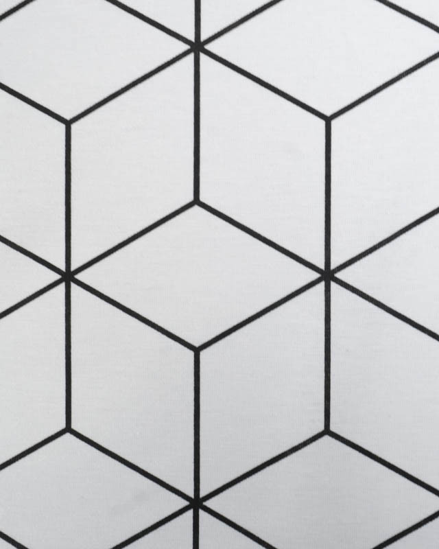 Tissu Ottoman Blanc Motif Géométrique Noir - Mercerine