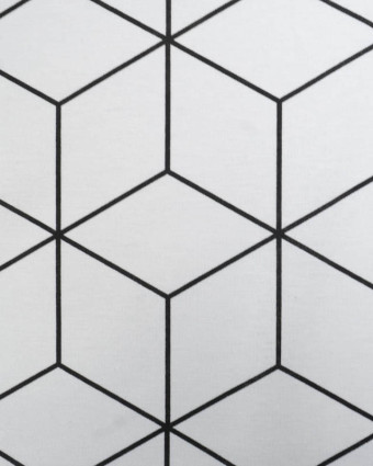 Tissu Ottoman Blanc Motif Géométrique Noir - Mercerine