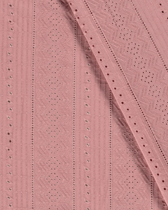 Voile de Coton Broderie Anglaise Vieux Rose - Mercerine