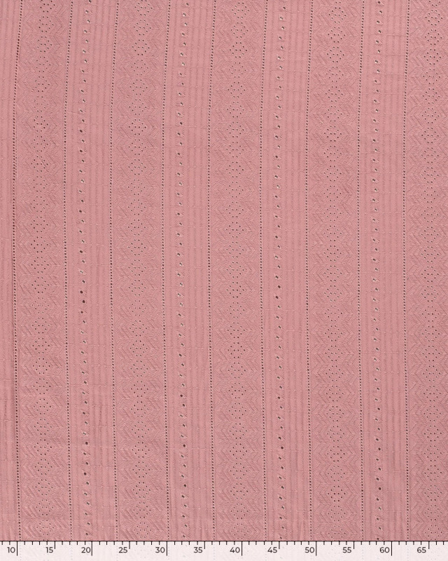 Voile de Coton Broderie Anglaise Vieux Rose - Mercerine