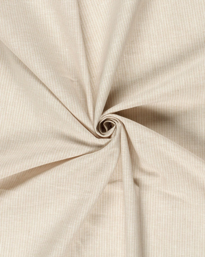 Tissu Coton Lin Fines Rayures Beige Naturel - Mercerine