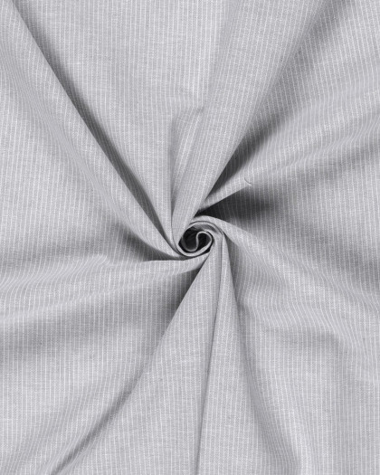 Tissu Coton Lin Fines Rayures Gris Clair - Mercerine