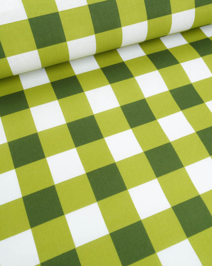 Tissu Déperlant Vichy Vert - Mercerine