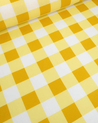 Tissu Déperlant Vichy Jaune - Mercerine