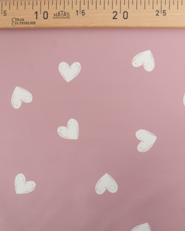 Tissu Imperméable Rose Motif Cœur - Mercerine