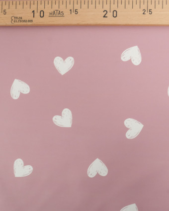 Tissu Imperméable Rose Motif Cœur - Mercerine