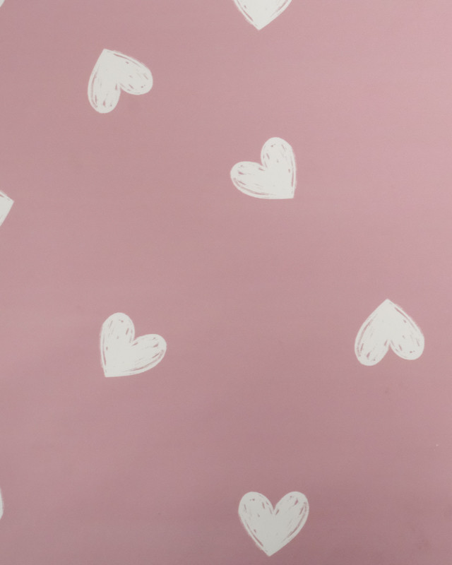 Tissu Imperméable Rose Motif Cœur - Mercerine