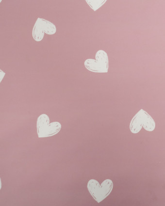 Tissu Imperméable Rose Motif Cœur - Mercerine