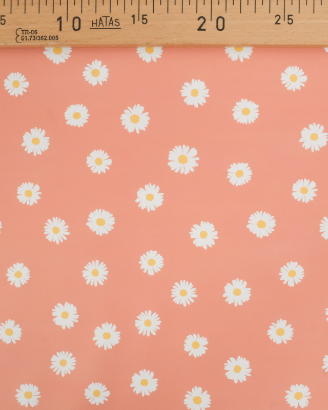 Tissu Imperméable Pêche Motif Marguerite - Mercerine