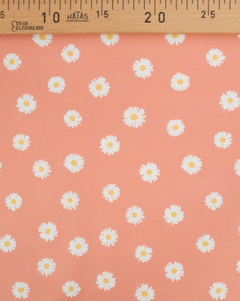 Tissu Imperméable Pêche Motif Marguerite - Mercerine