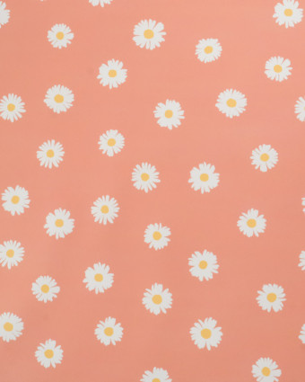 Tissu Imperméable Pêche Motif Marguerite - Mercerine