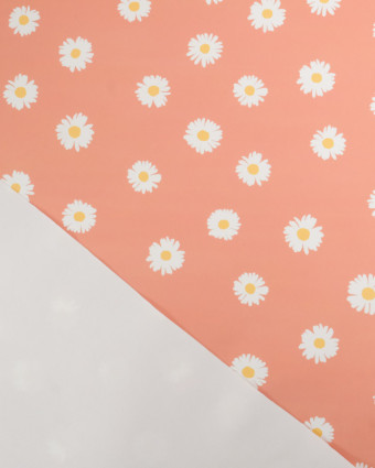 Tissu Imperméable Pêche Motif Marguerite - Mercerine