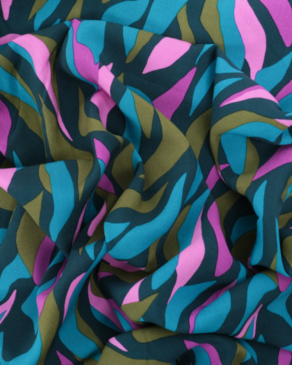 Tissu Viscose Eco Vero Bleu Vert Violet - Mercerine