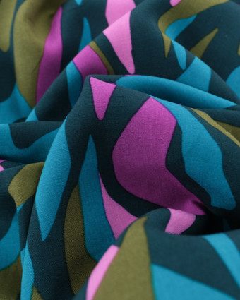 Tissu Viscose Eco Vero Bleu Vert Framboise  - Mercerine