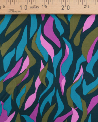 Tissu Viscose Eco Vero Bleu Vert Framboise  - Mercerine