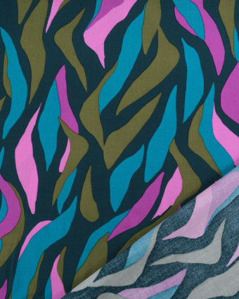 Tissu Viscose Eco Vero Bleu Vert Framboise  - Mercerine