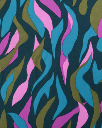 Tissu Viscose Eco Vero Bleu Vert Framboise  - Mercerine