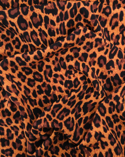 Tissu Viscose Eco Vero Motif Léopard Marron Fond Caramel - Mercerine