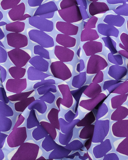 Tissu Viscose Eco Vero Motif Géométrique Violet - Mercerine