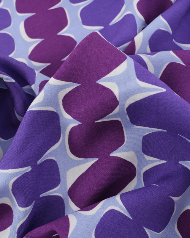 Tissu Viscose Eco Vero Motif Géométrique Violet  - Mercerine