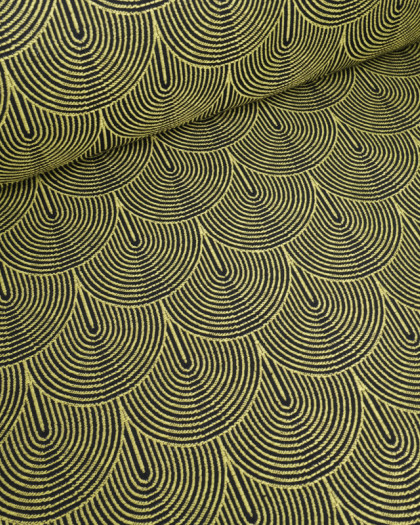 Tissu Jacquard Ameublement Art Déco Noir et Jaune - Mercerine