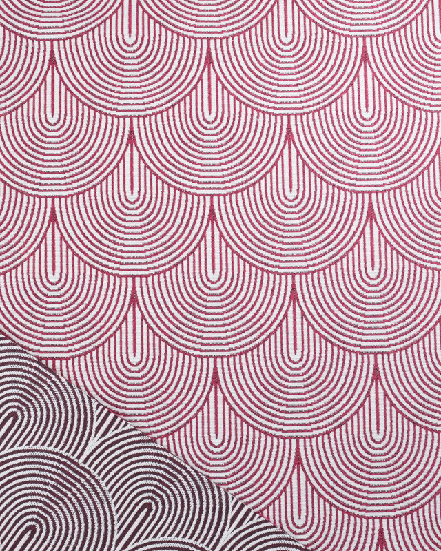 Tissu Jacquard Ameublement Art Déco Framboise - Mercerine