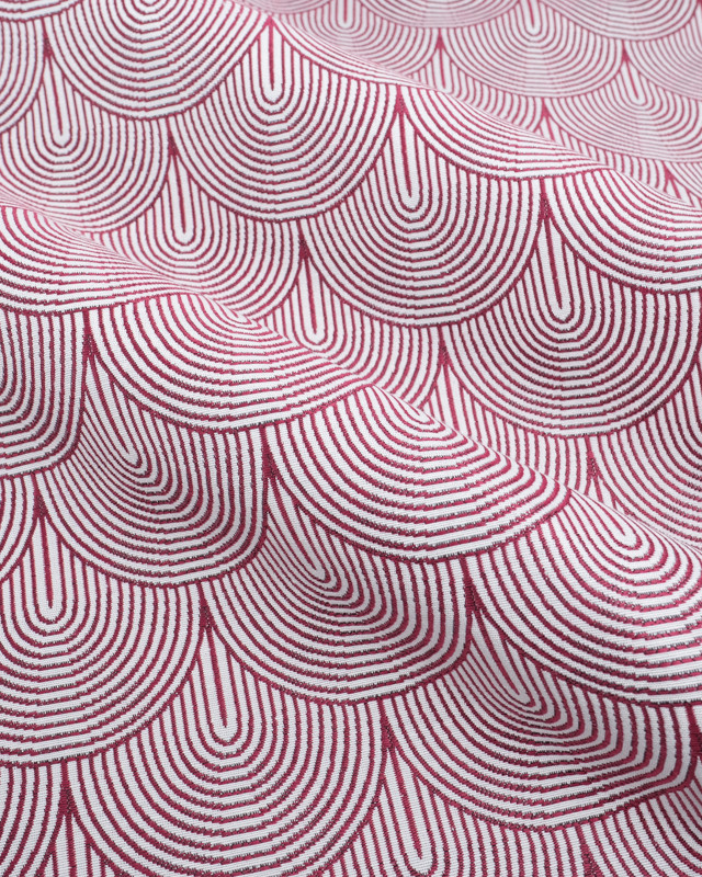 Tissu Jacquard Ameublement Art Déco Framboise - Mercerine