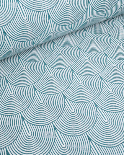 Tissu Jacquard Ameublement Art Déco Vert Emeraude - Mercerine